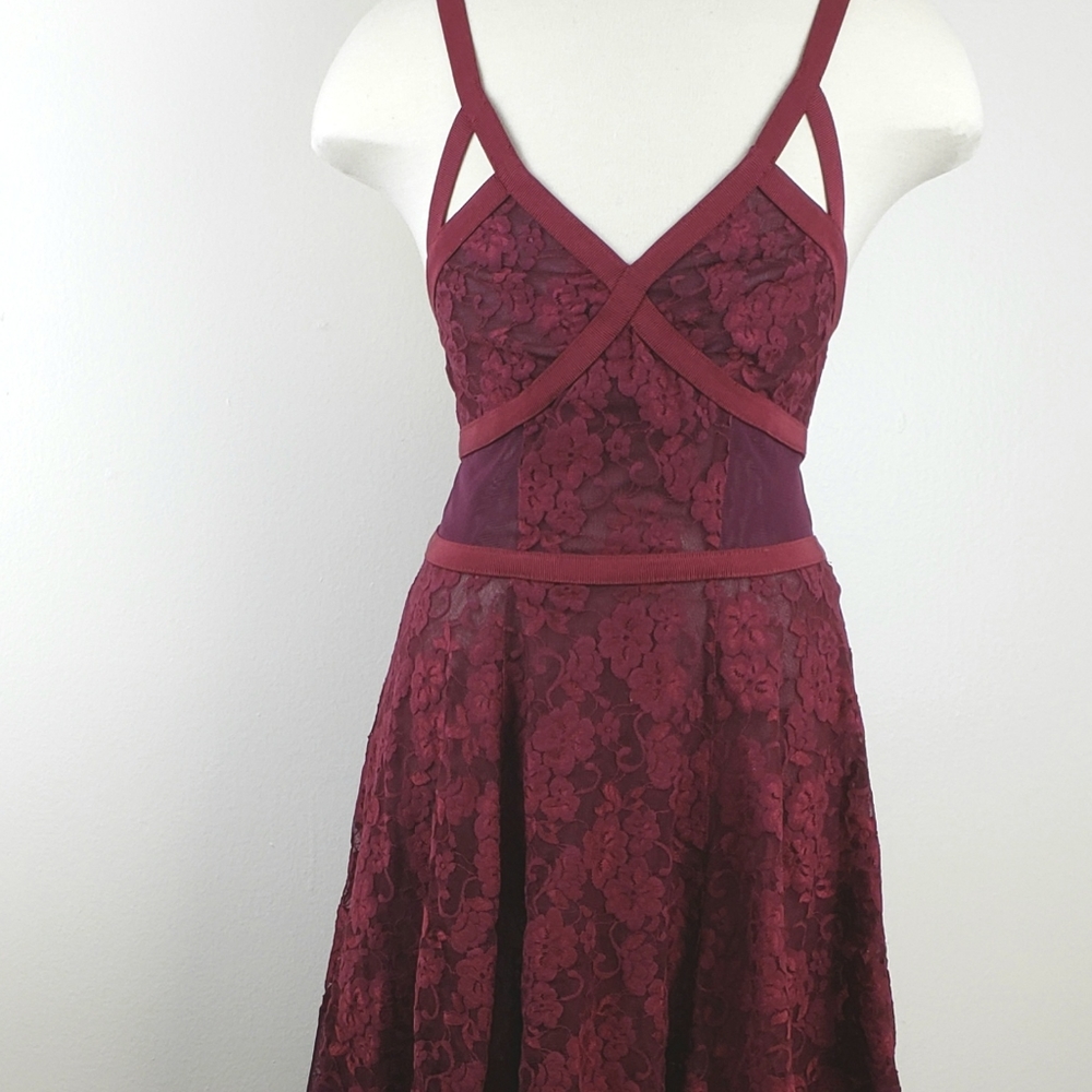 Free People Maroon Sheer Dress